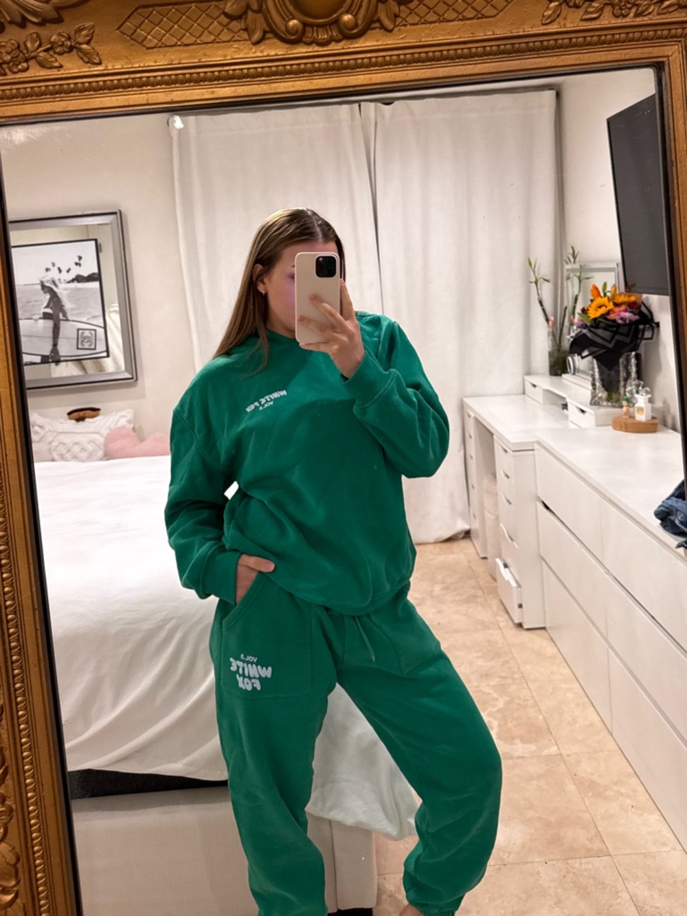 White Fox Boutique Green Cozy Sweatshirt & Sweatpants Set